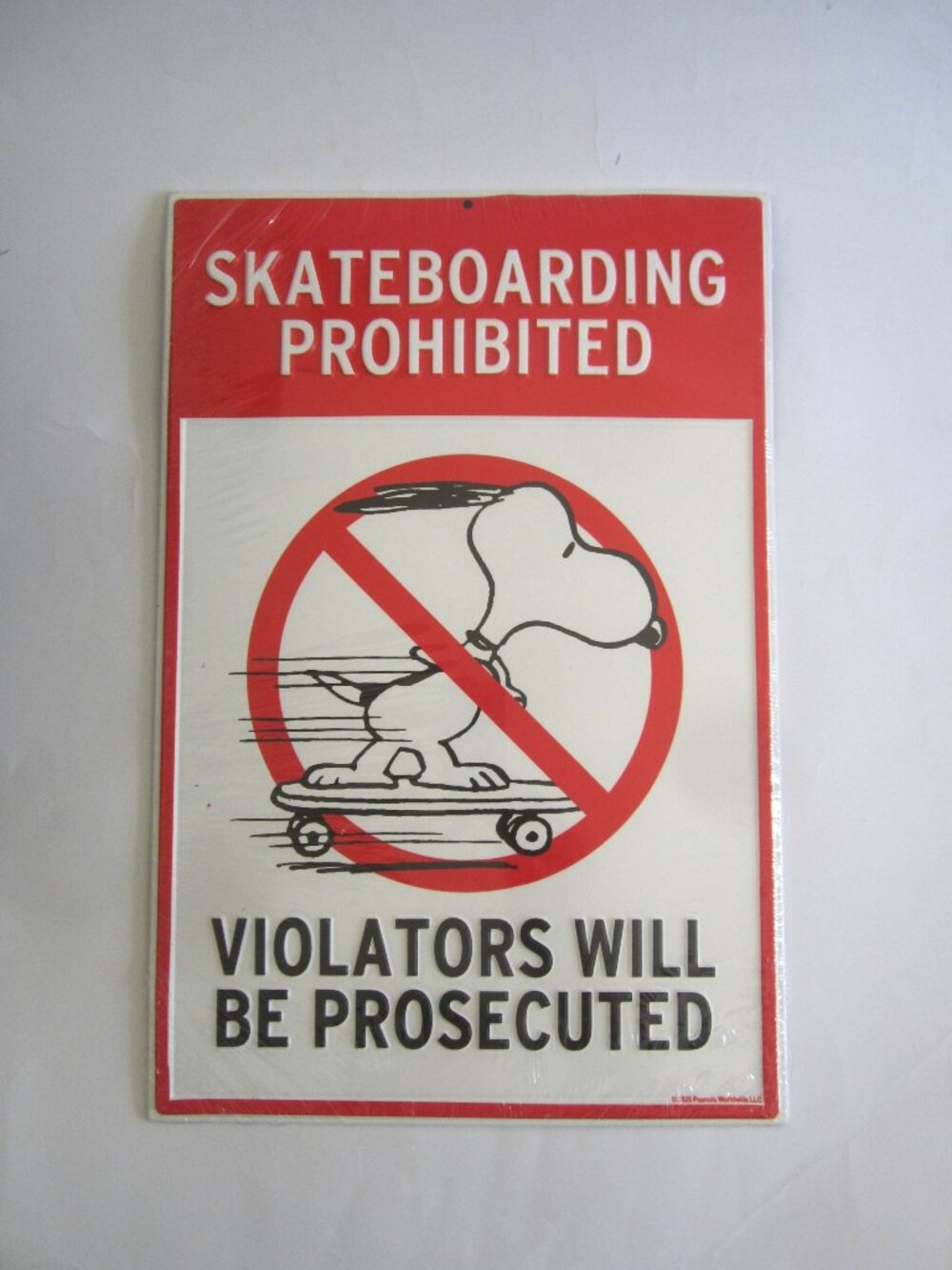 Snoopy Peanuts Skateboarding Prohibited Embossed Metal Tin Sign Home Garage
